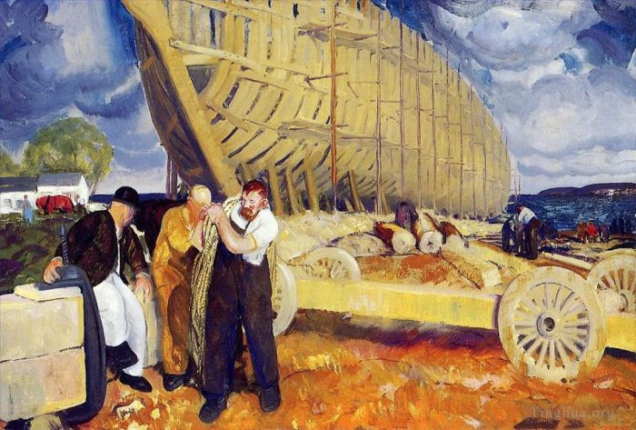 George Wesley Bellows Peinture à l'huile - Constructeurs de navires