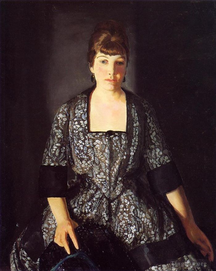 George Wesley Bellows Peinture à l'huile - Emma dans l'imprimé noir