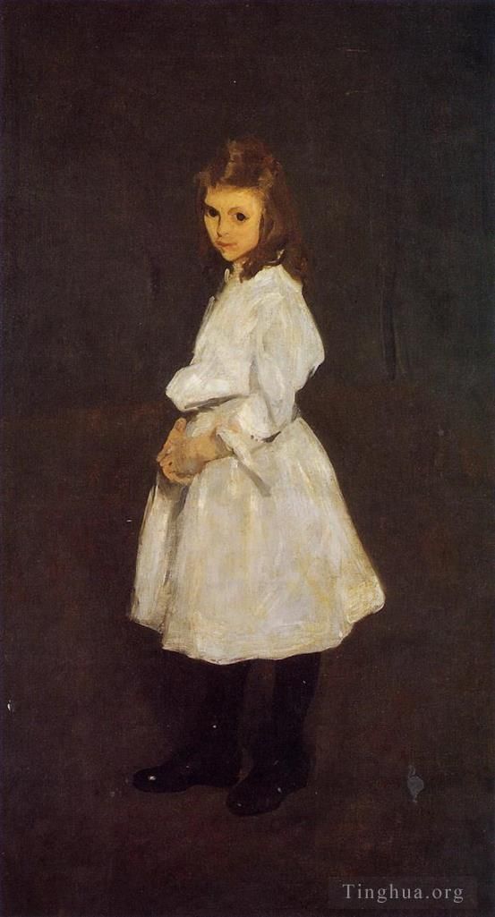 George Wesley Bellows Peinture à l'huile - Petite fille en blanc alias Queenie Barnett