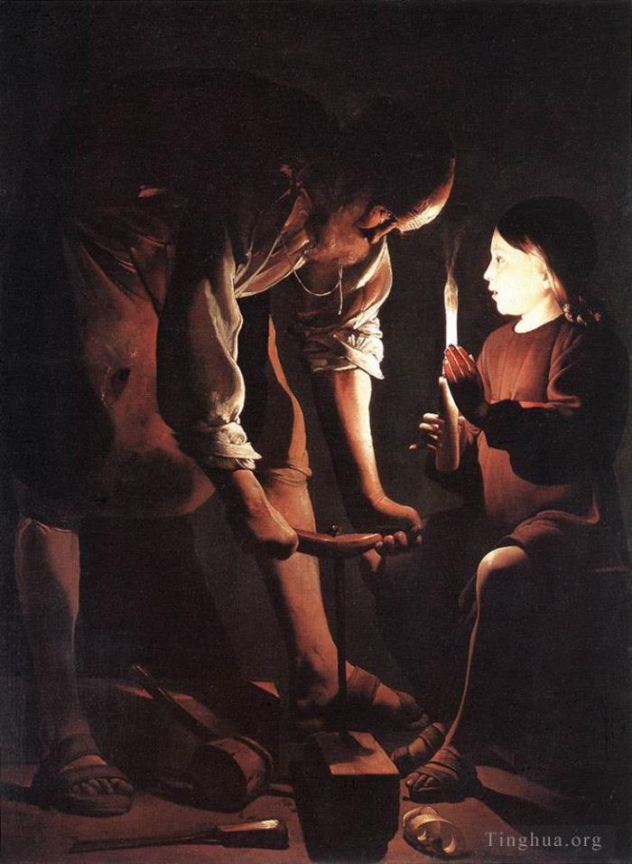 Georges de La Tour Peinture à l'huile - Le Christ dans l'atelier du menuisier