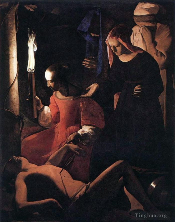 Georges de La Tour Peinture à l'huile - St Sébastien assisté de Sainte Irène