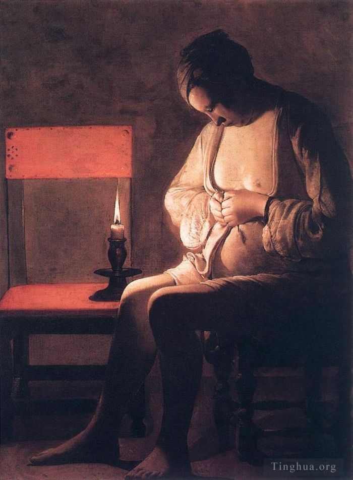Georges de La Tour Peinture à l'huile - Femme attrapant des puces