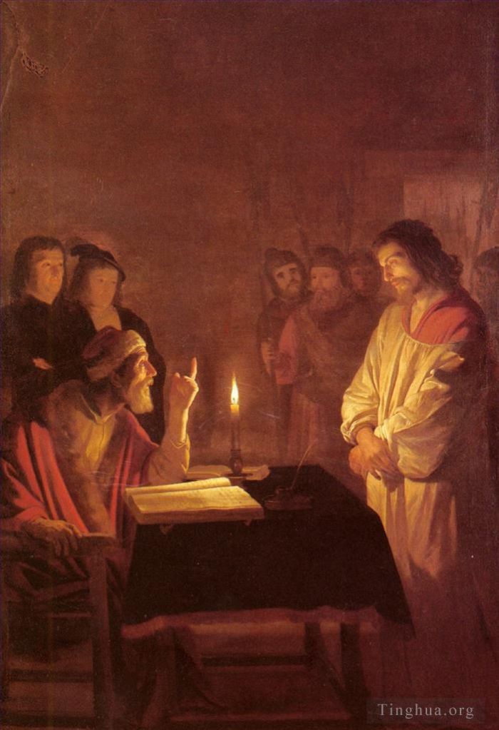 Gerard van Honthorst Peinture à l'huile - Le Christ devant le Grand Prêtre