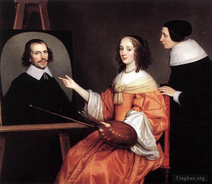 Gerard van Honthorst Peinture à l'huile - Margareta Maria De Roodere et ses parents