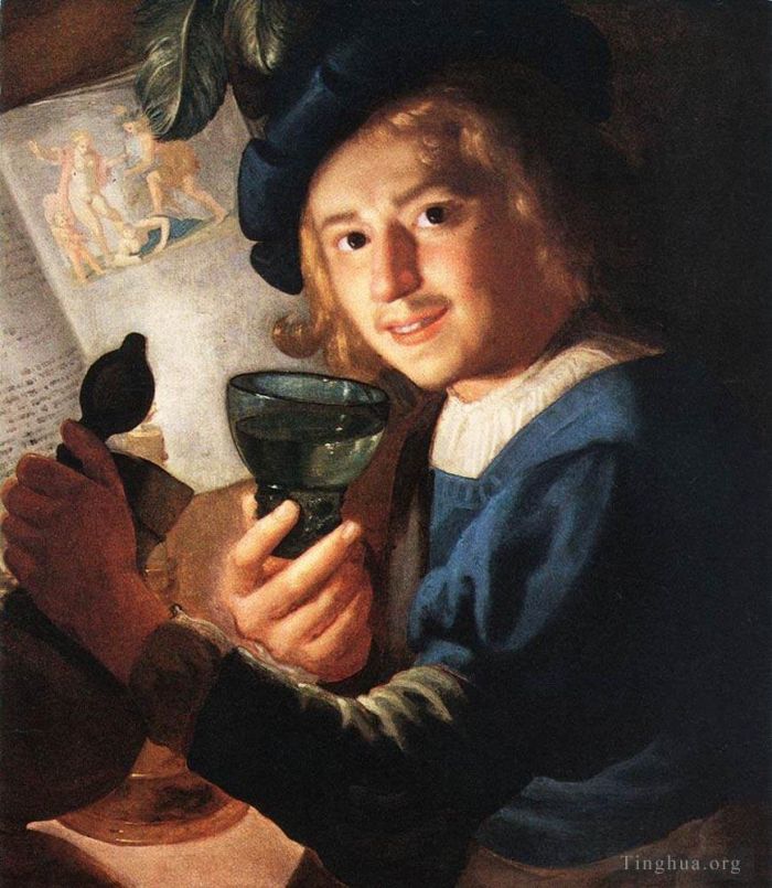 Gerard van Honthorst Peinture à l'huile - Jeune Buveur