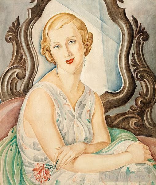 Gerda Wegener Peinture à l'huile - Portrait d'une dame