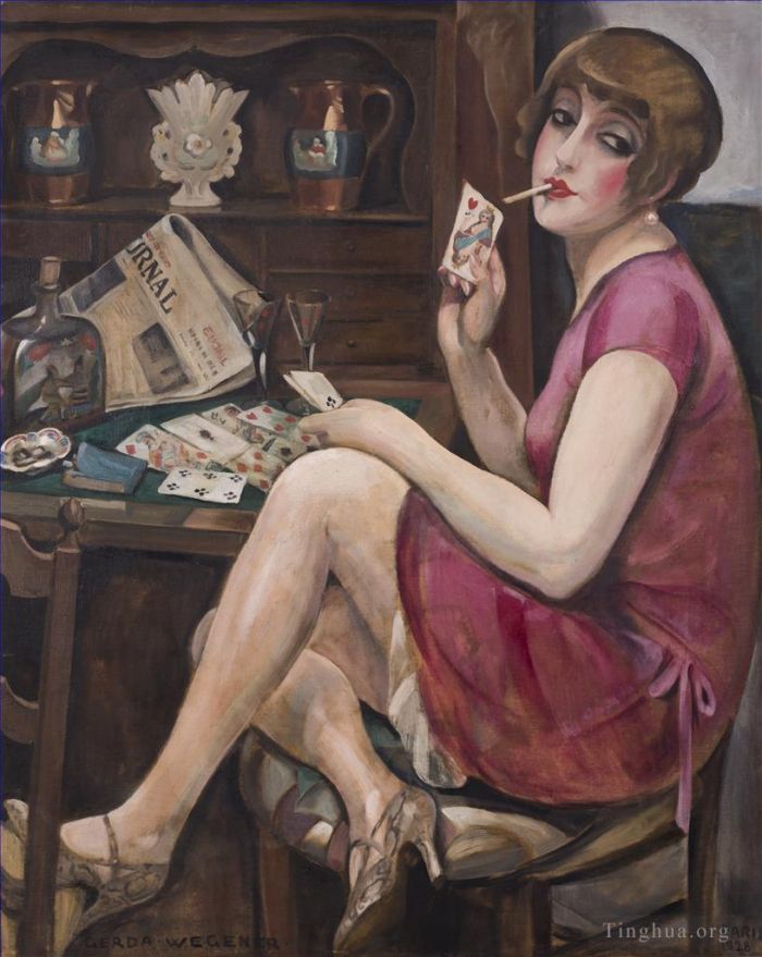 Gerda Wegener Peinture à l'huile - reine des coeurs