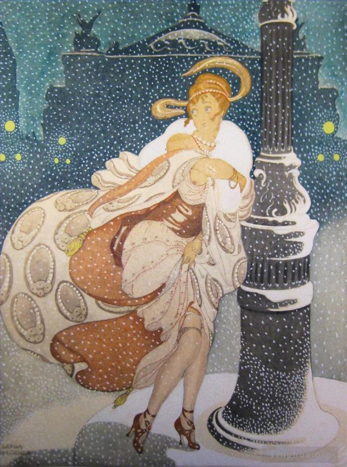 Gerda Wegener Types de peintures - Une nuit enneigée à l'Opéra de Paris