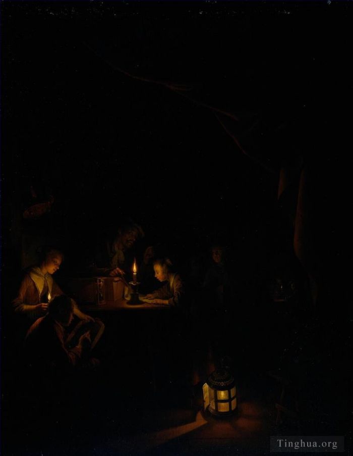Gerrit Dou Peinture à l'huile - L'école du soir