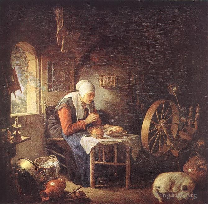 Gerrit Dou Peinture à l'huile - La prière du fileur