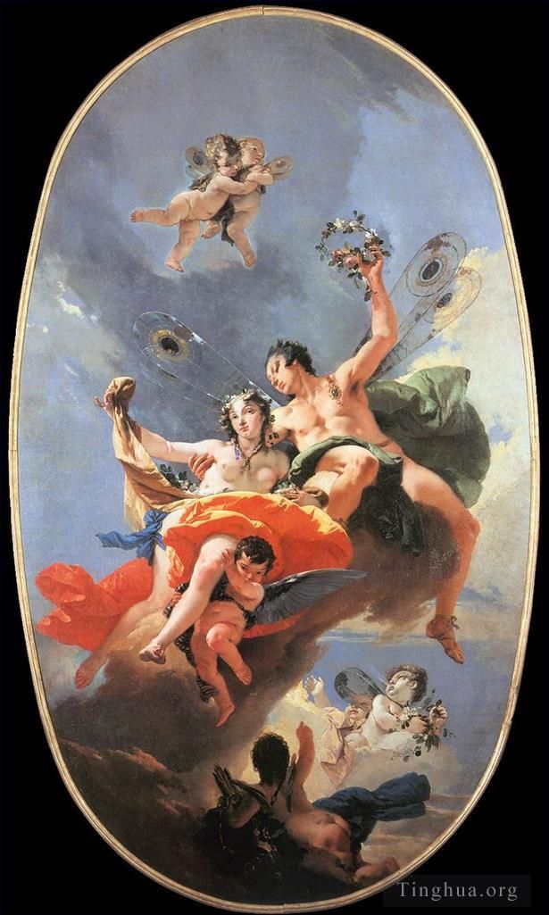 Giovanni Battista Tiepolo Peinture à l'huile - Le triomphe de Zéphyr et de Flore