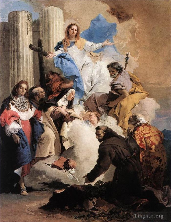 Giovanni Battista Tiepolo Peinture à l'huile - La Vierge aux six saints