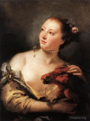 Giovanni Battista Tiepolo œuvres - Femme avec un perroquet