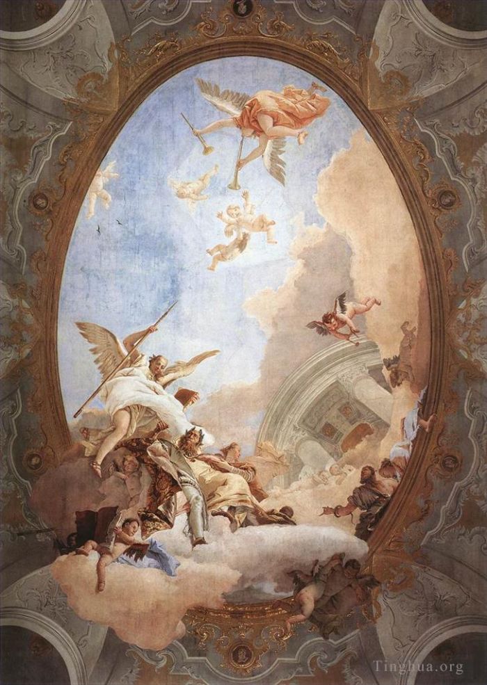 Giovanni Battista Tiepolo Types de peintures - Allégorie du mérite accompagné de noblesse et de vertu