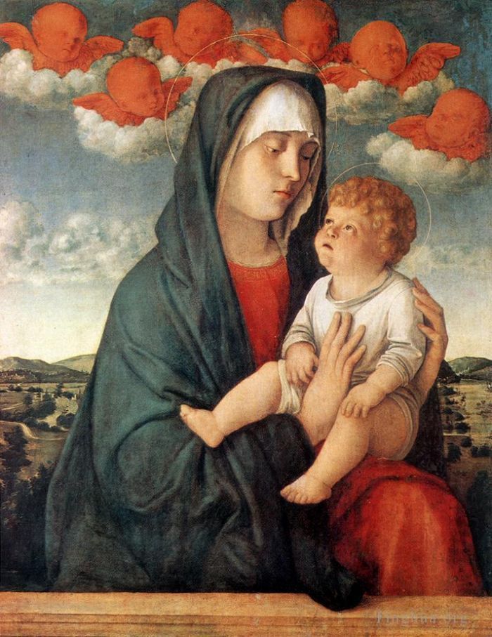 Giovanni Bellini Peinture à l'huile - Madone aux anges rouges