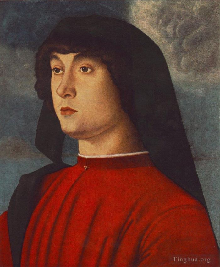 Giovanni Bellini Peinture à l'huile - Portrait d'un jeune homme en rouge