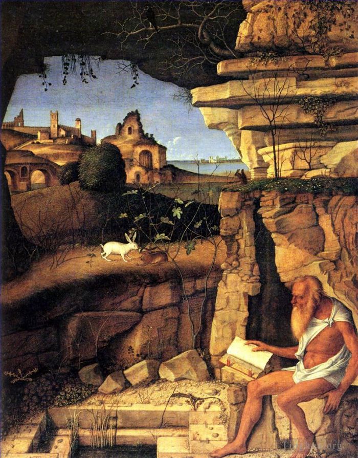 Giovanni Bellini Peinture à l'huile - Saint Jérôme lisant