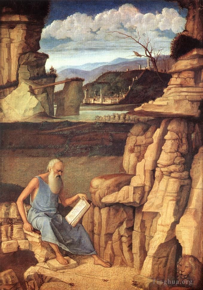 Giovanni Bellini Peinture à l'huile - Saint Jérôme lisant