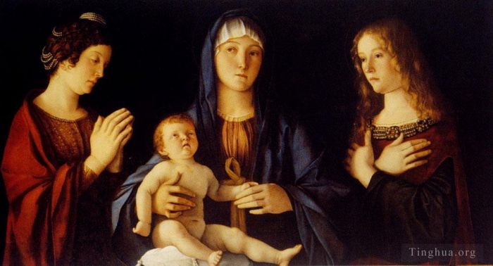 Giovanni Bellini Peinture à l'huile - Vierge à l'Enfant entre Sainte Catherine et Sainte Marie