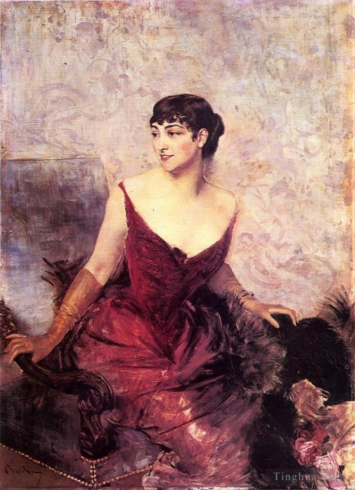 Giovanni Boldini Peinture à l'huile - Comtesse de Rasty assise dans un fauteuil