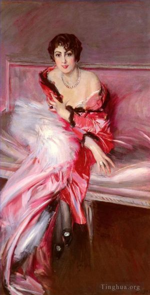 Giovanni Boldini œuvres - Portrait De Madame Juillard En Rouge