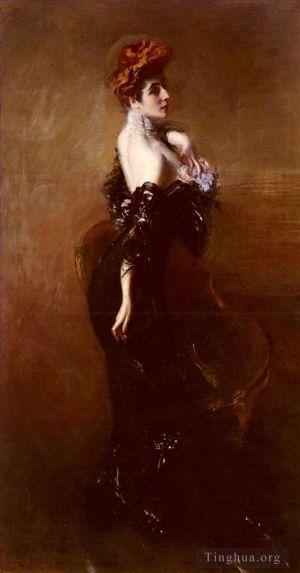 Giovanni Boldini œuvres - Portrait de Madame Pages en robe de soirée
