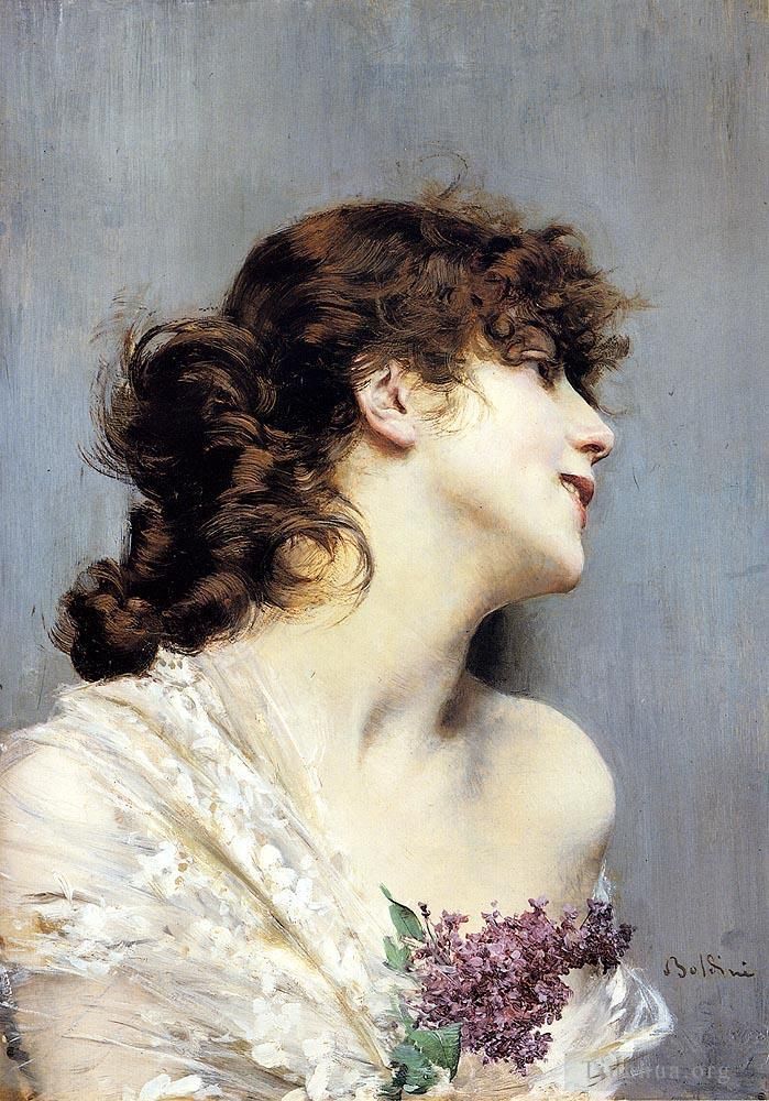 Giovanni Boldini Peinture à l'huile - Profil d'une jeune femme