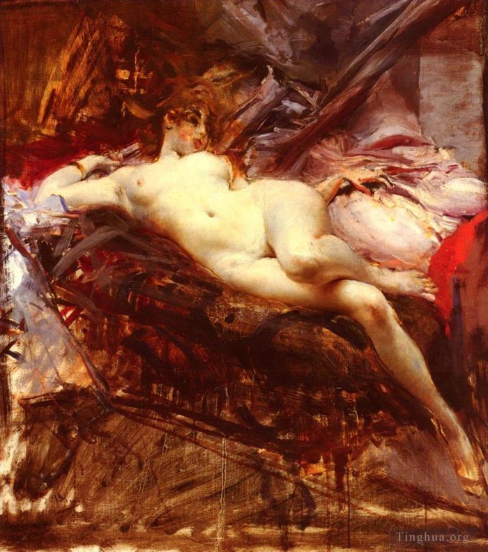 Giovanni Boldini Peinture à l'huile - Nu couché