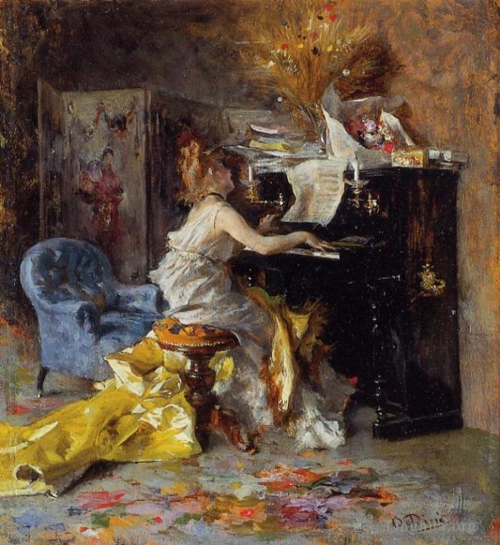 Giovanni Boldini Peinture à l'huile - Femme au piano