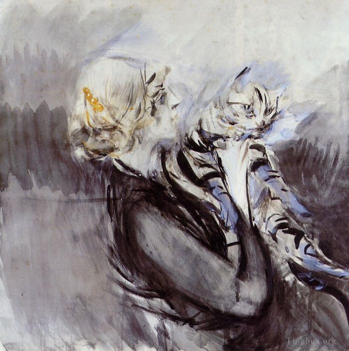 Giovanni Boldini Types de peintures - Une dame avec un chat