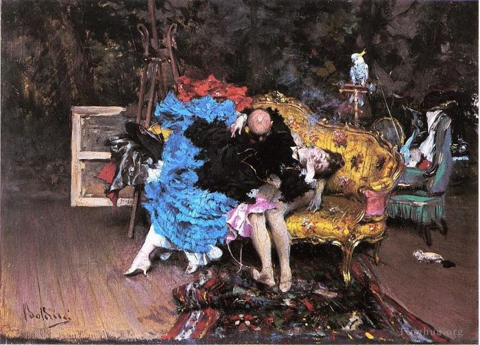 Giovanni Boldini Types de peintures - Le Modèle et le Mannequin alias Berthe en Studio