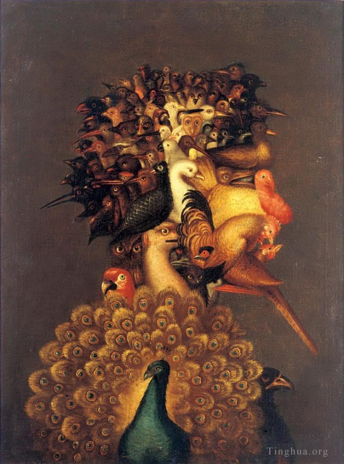 Giuseppe Arcimboldo Peinture à l'huile - L'homme aux oiseaux