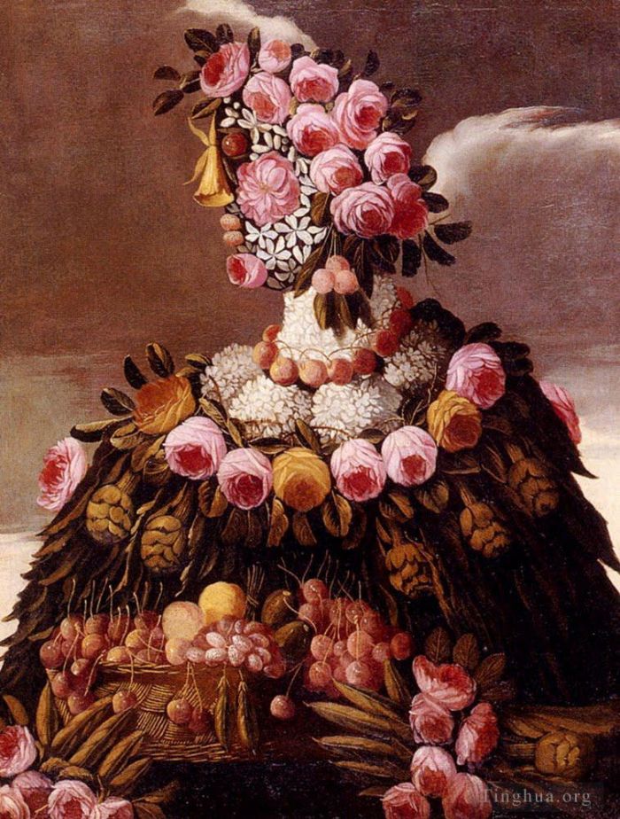 Giuseppe Arcimboldo Peinture à l'huile - Femme aux fleurs
