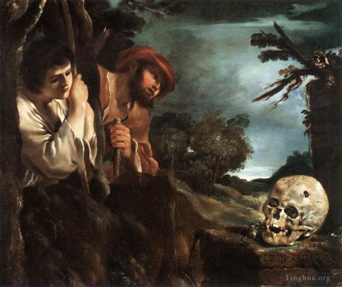 Guercino Peinture à l'huile - Et dans Arcadia Ego