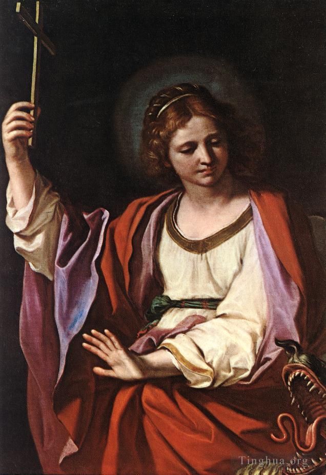 Guercino Peinture à l'huile - Sainte Marguerite