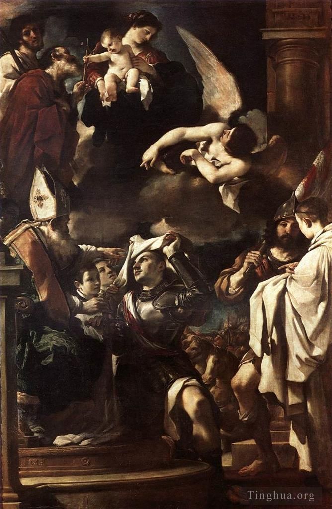 Guercino Peinture à l'huile - Saint Guillaume d'Aquitaine recevant le capuchon