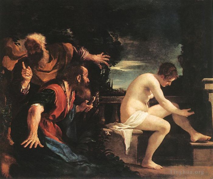 Guercino Peinture à l'huile - Susanna et les aînés