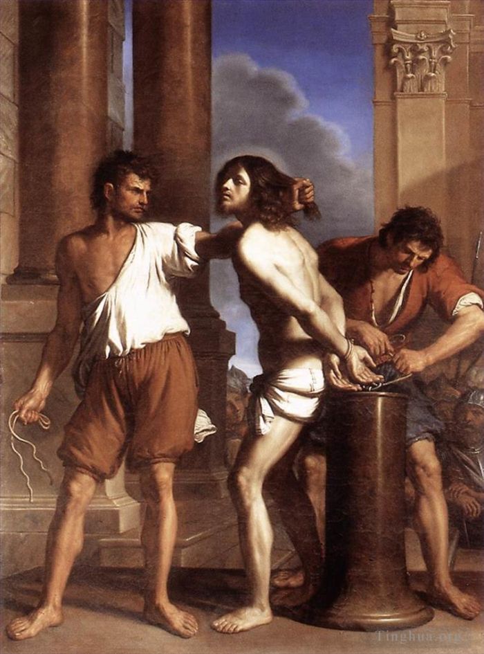 Guercino Peinture à l'huile - La Flagellation du Christ
