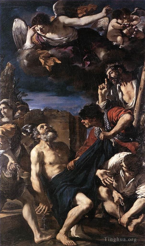 Guercino Peinture à l'huile - Le martyre de saint Pierre