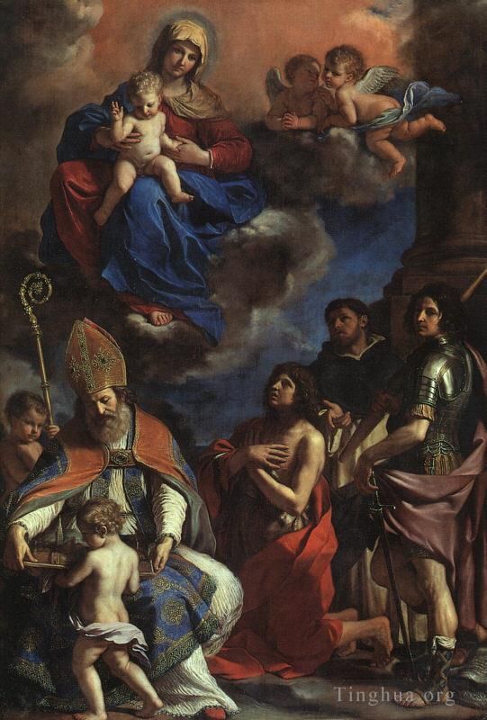 Guercino Peinture à l'huile - Les saints patrons de Modène