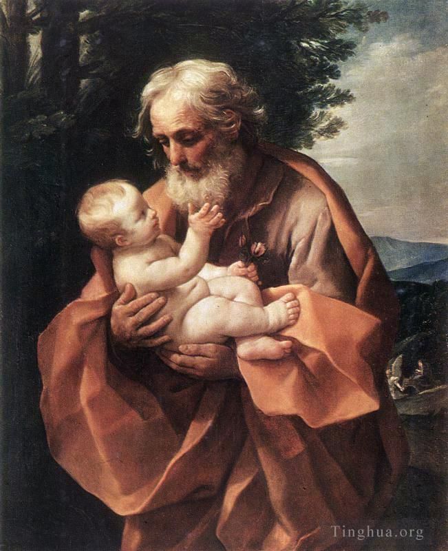 Guido Reni Peinture à l'huile - Saint Joseph avec l'Enfant Jésus