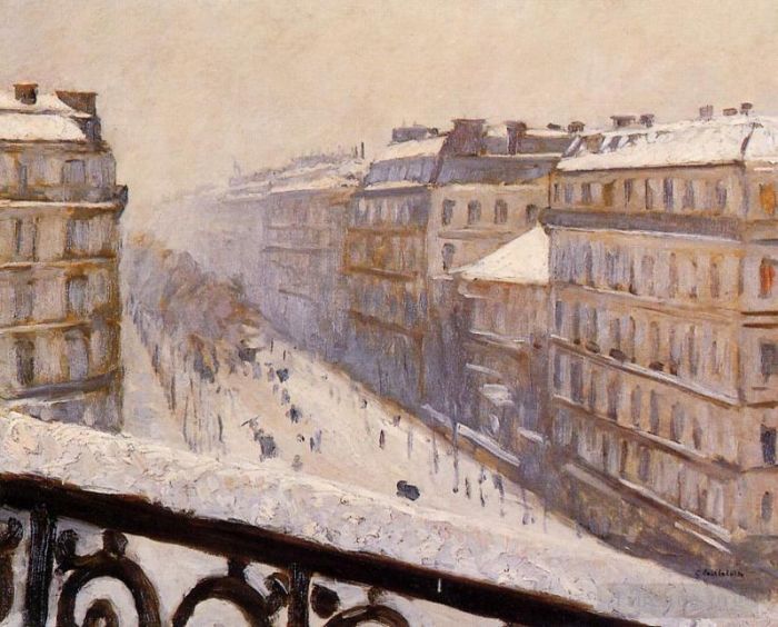 Gustave Caillebotte Peinture à l'huile - Boulevard Haussmannien Neige
