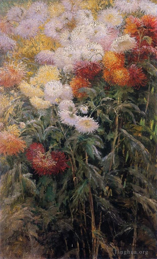 Gustave Caillebotte Peinture à l'huile - Jardin des chrysanthèmes du Petit Gennevilliers