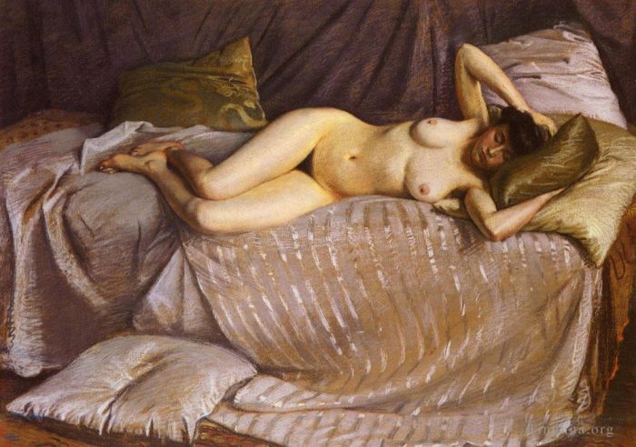 Gustave Caillebotte Peinture à l'huile - Femme Nue Etendue Sur Un Divan