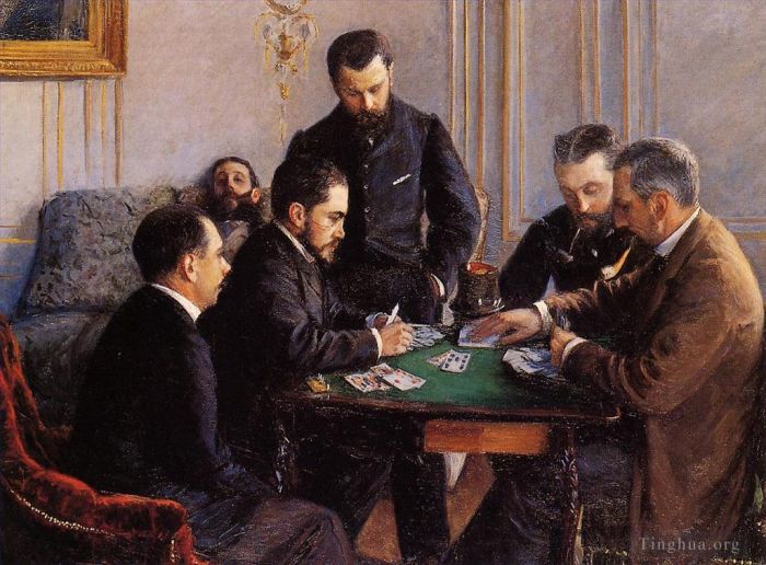 Gustave Caillebotte Peinture à l'huile - Jeu de Bézique