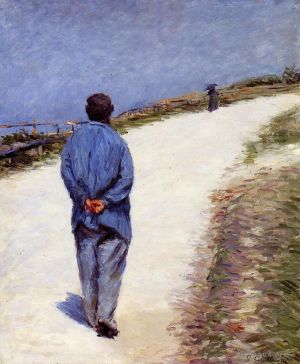 Gustave Caillebotte œuvres - Homme en blouse alias Père Magloire sur la route entre Saint Clair et Etreta