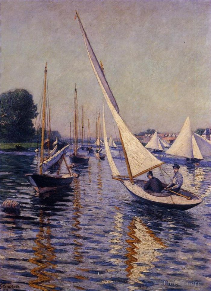 Gustave Caillebotte Peinture à l'huile - Régate au paysage marin d'Argenteuil