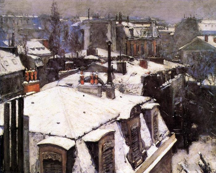 Gustave Caillebotte Peinture à l'huile - Toits sous la neige