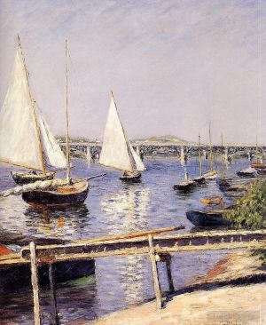 Gustave Caillebotte œuvres - Bateaux à voile au paysage marin d'Argenteuil