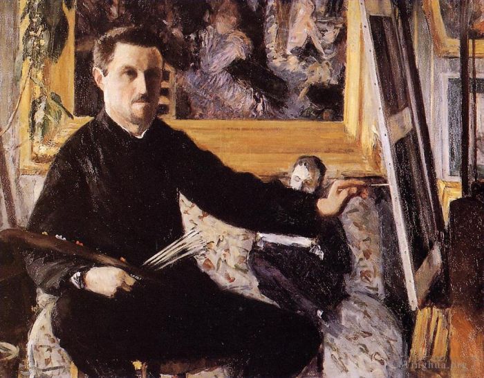 Gustave Caillebotte Peinture à l'huile - Autoportrait avec chevalet